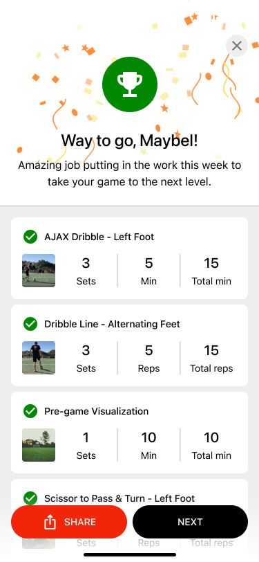 Blaze | After each coaching session you will get a custom weekly set of practice drills tailored to you based on your coaching session made by your coach.